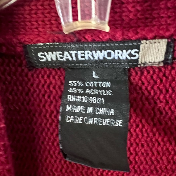 Sweaterworks Deep Red Open-Front Sweater/Large - Picture 4 of 4